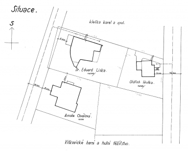 Vila JUDr. Eduarda Lisky na Slezské Ostravě - Bazalech - Situace - foto: soukromý archiv prof. Vladimíra Šlapety