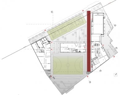 Gymnázium v Brixtonu od Zahy Hadid - Půdorys přízemí - foto: Zaha Hadid Architects