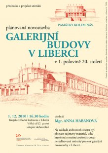 Plánovaná novostavba galerijní budovy v Liberci v 1. polovině 20. století