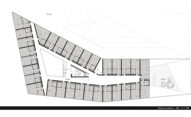 Výstava súťažných návrhov urbanisticko-architektonickej súťáže Hotel při pamätníku SNP - Půdorys 3.np - foto: 2. cena: Doc. Ing. arch. Márius. Žitňanský, PhD., Doc. Ing. arch. Vladimír Šimkovič, PhD., Ing. arch. Peter Gonda