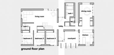 Šindelový dům v Kentu od NORD Arkitekter - Půdorys přízemí - foto: NORD Architecture