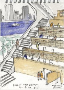 Veřejná knihovna na Long Island od Stevena Holla - Skica - foto: Steven Holl Architects