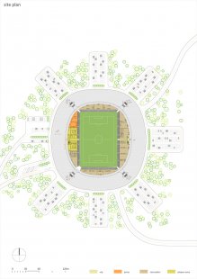 Projekt fotbalového stadionu v Bělorusku od OFIS arhitekti - Situace - foto: OFIS architekti