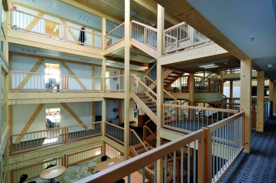 FERMACELL fiber gypsum boards in the world's most energy-efficient office building - In the interior of the building, wood dominates.