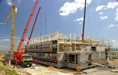 FERMACELL fiber gypsum boards in the world's most energy-efficient office building - The energy-efficient office building juwi is being constructed as a timber structure.